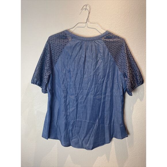 Retrology, Blue Short Sleeve Blouse, Large - Picture 4 of 5